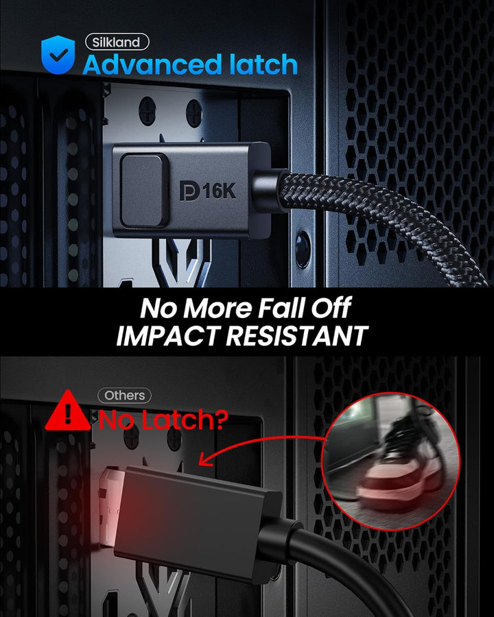 Silkland 54Gbps DisplayPort Kabel 2.1 3M [VESA-zertifiziert], 8K@165Hz 4K@500Hz/360Hz/240Hz DP 2.1 K