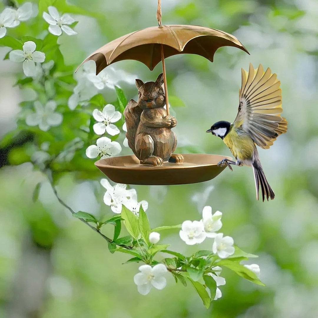 Eichhörnchen Schirm Vogelfutterhaus | Design Mit Haltendem Regenschirm -Motiv - Futterstation Für s