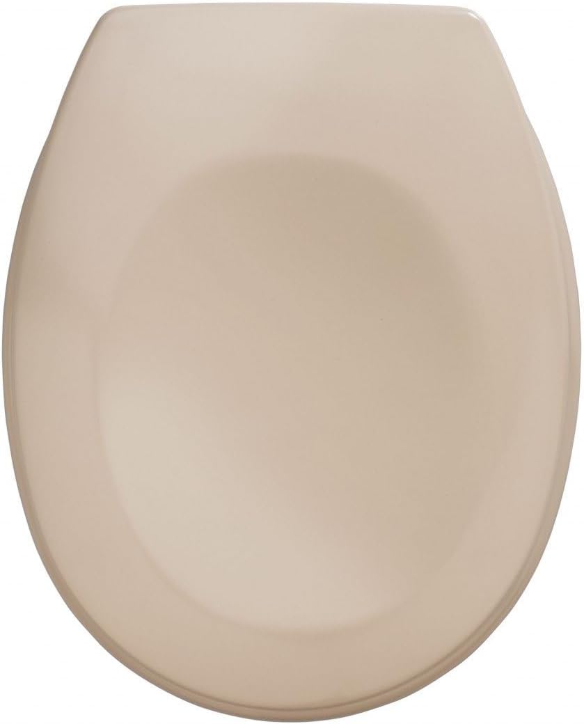 WENKO WC-Sitz Bergamo Beige - Antibakterieller Toilettensitz, verstellbare, rostfreie Edelstahlbefes