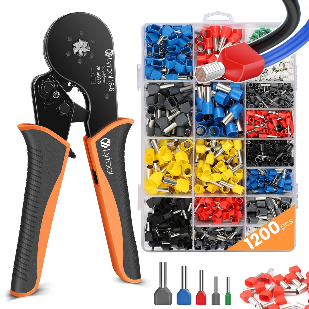 Crimpzange 0.08-16mm², Lytool Aderendhülsenzange Crimp Zange Sechskant Presszange für Isolierte Unis