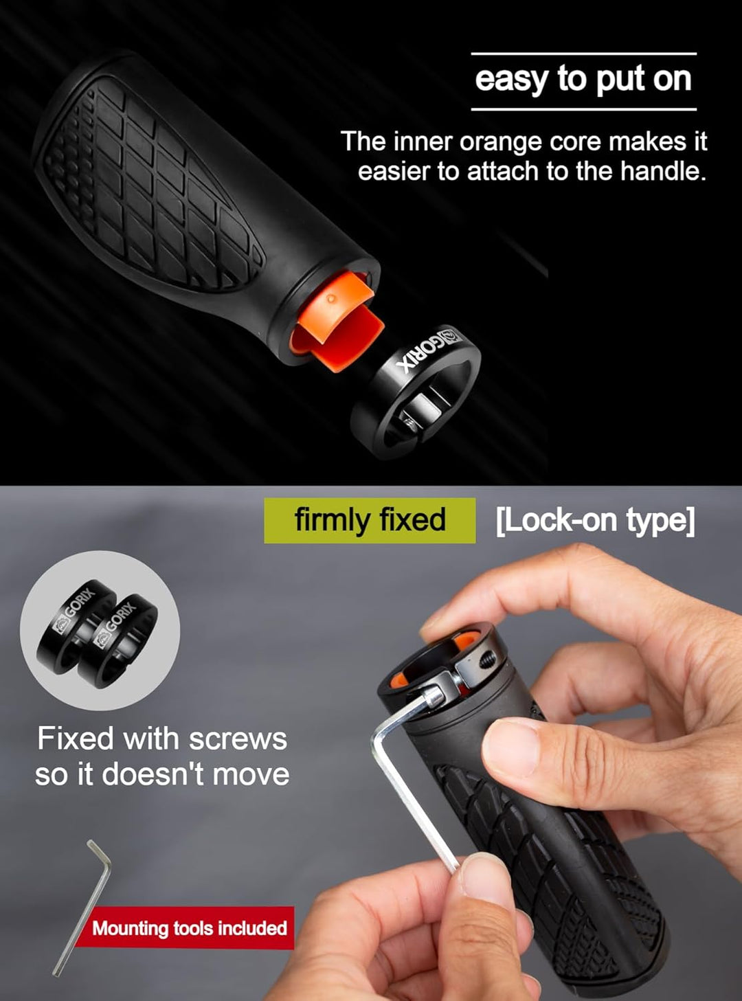 GORIX Bike Ergo Grips Bar End Cycle Lock On Lenker Mountainbike MTB [95mmｘ95mm・128mmｘ95mm] (GX-AGOO)
