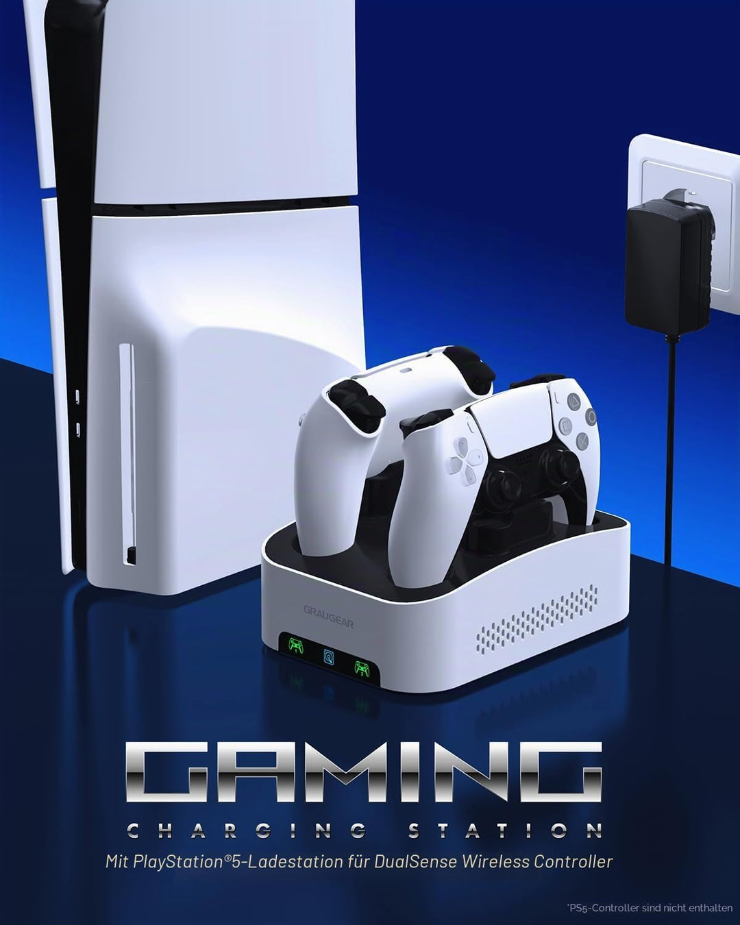GRAUGEAR 4TB Externe Festplatte für PS5 & PS5 Slim, Ladestation für 2X PS5 Controller, 4TB HDD 3.5",
