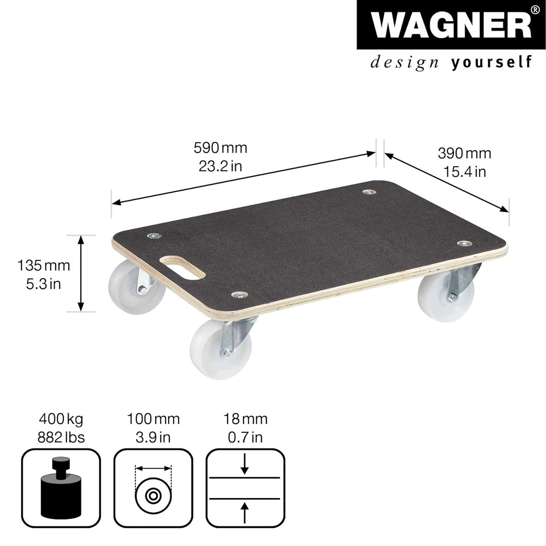 Wagner Transporthilfe MM 1614 I 59 x 39 x 13,5 cm - 400 kg Tragkraft - für schwer beladene Kisten, G