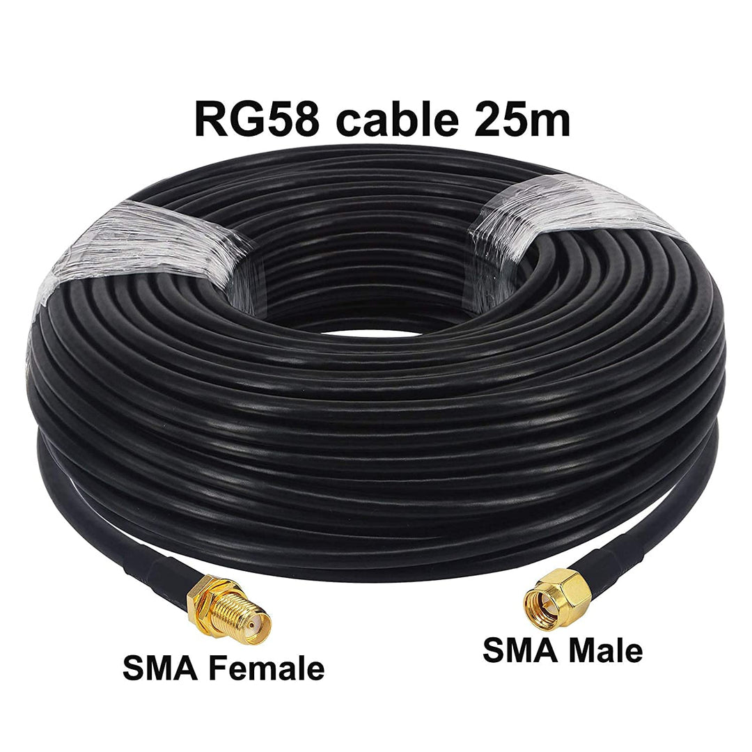 BOOBRIE RG58 SMA zu SMA Kabel 25M WiFi Antennenkabel SMA Buchse auf SMA Stecker Koaxial Kabel Verlus