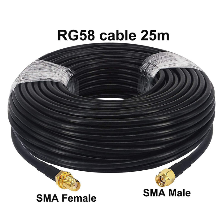 BOOBRIE RG58 SMA zu SMA Kabel 25M WiFi Antennenkabel SMA Buchse auf SMA Stecker Koaxial Kabel Verlus