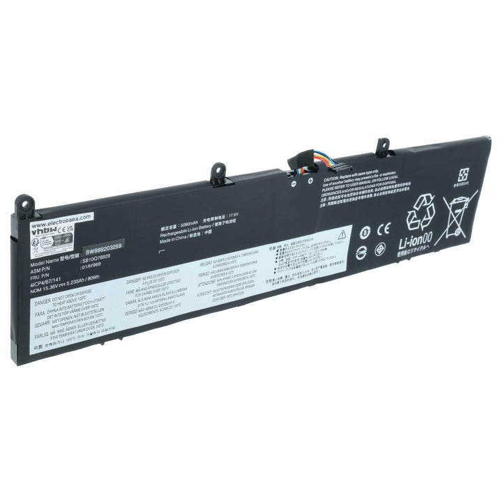 vhbw Akku Ersatz für Lenovo 01AY968, 01AY969, 4ICP4/67/141, 5B10W13898 für Notebook (5150mAh, 13.56V