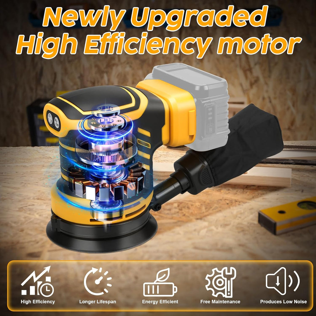 Exzenterschleifer für DeWalt 20V Akku(no Akku),125mm Schleifmaschine, 3 Geschwindigkeiten 7,000-11,0