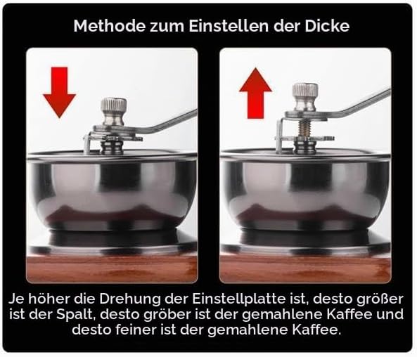 Manuelle Kaffeemühle mit, Mini-Kaffeemühle mit Handkurbel Aus im Vintage-Stil, Tragbar Espressomühle