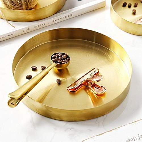 Rundes Tablett aus Edelstahl Serviertablett Goldfarben Schmuck- und Make-up-Organizer/Kerzenteller G