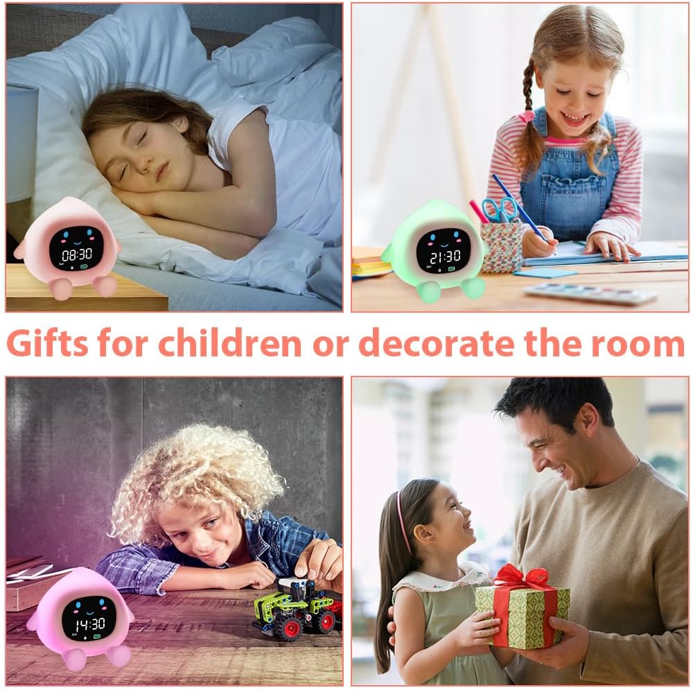 HOTUT Kinder Lichtwecker,Schlaftrainer Kinder mit Nachtlichtern,6 White Noise Kinderwecker,Digitaler