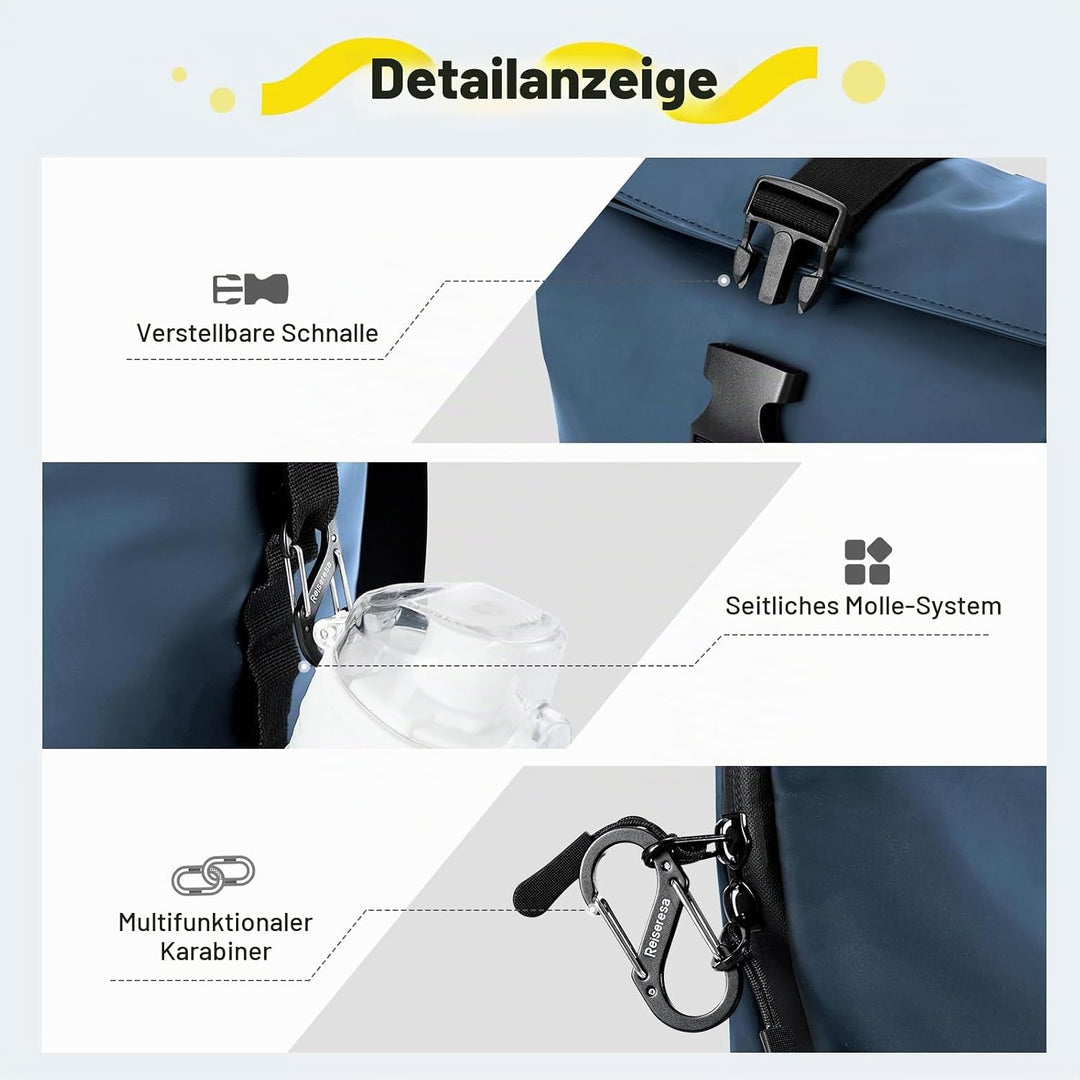 Rolltop Rucksack Herren Damen Wasserdicht Grosse Laptop Rucksack Reiserucksack mit Multifunktionale