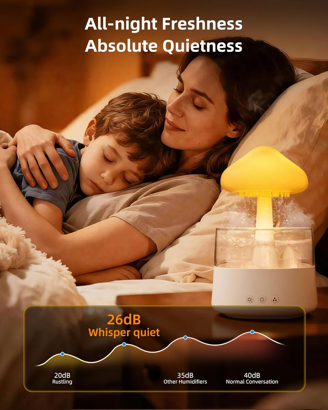 Regenwolken Luftbefeuchter, 450ML Luftbefeuchter mit 3 Modi und 7 RGB-Effekte, Geeignet für Schlafzi