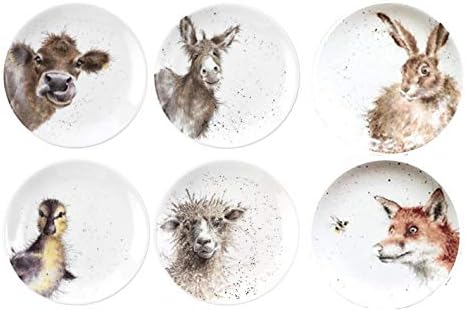 Royal Worcester Wrendale Designs Teetablett aus Porzellan, 16,5 cm, Ente, Esel, Fuchs, Hase, Schaf u