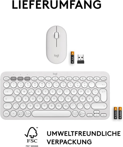 Logitech Pebble 2 Combo, kabellose Tastatur und Maus, leise und mobil, anpassbar, Logi Bolt, Bluetoo