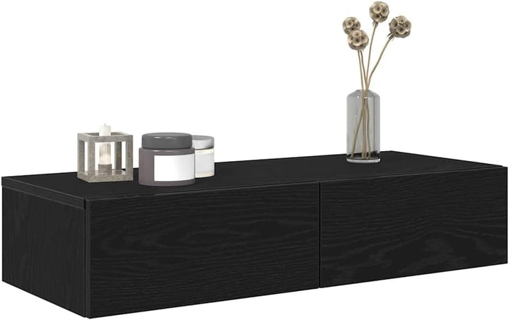 Solivagant Wandregal mit Schubladen Schwarz 80x33x17 cm Holzwerkstoff, Möbel,Regalsysteme,Wandregale