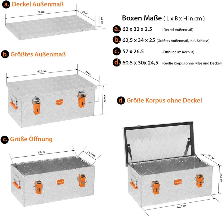 alubox Werkzeugkiste Riffelblech ABX-RL45 Aluminium 1,5mm Werkzeugkiste leicht und robust 45 Liter 0