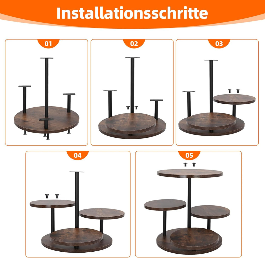 ohbien 4 Etagen Tortenständer Holz 360°drehbares, Torten Etagere Kuchen Ständer für Cupcakes, Kuchen