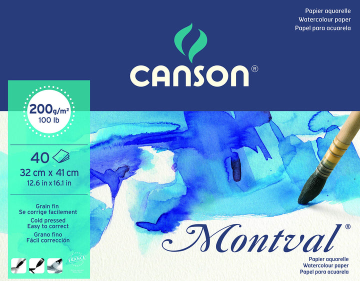 Canson 200807359 Montval Aquarellpapier, 32 x 41 cm, naturweiss 32 x 41 cm 40 Blatt, 32 x 41 cm 40 B