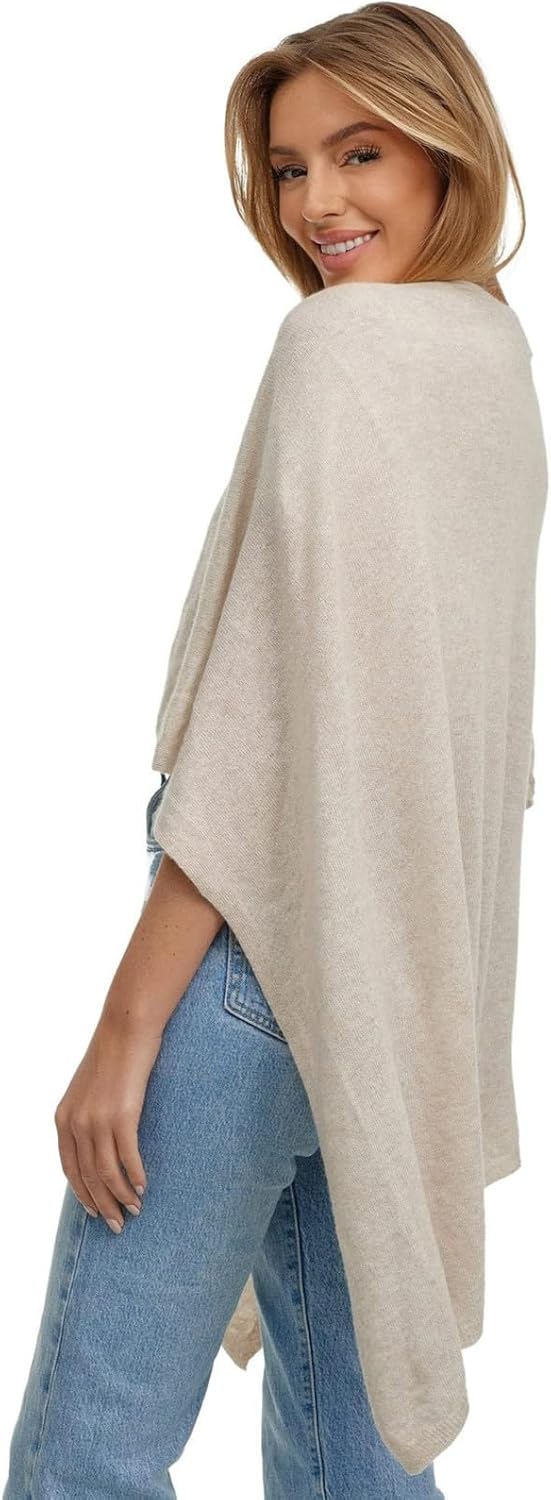 Glamexx24 Damen Poncho Schal Cashmere Feeling Strick Cape Frauen Poncho Cardigan XXL Umhängetuch für
