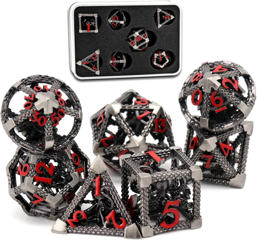 DND Würfelset Rollenspiel, Polyedrische Würfel Set D&amp;D Würfel Set Metall ZHOORQI 7 Stück Der Cthulhu