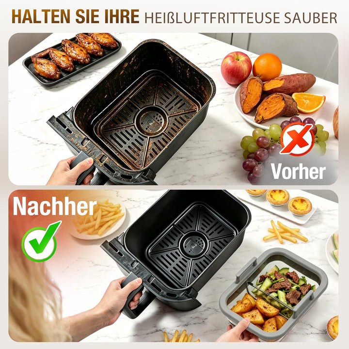 Glas Auflaufform für Ninja Foodi Heissluftfritteuse AF400EU/AF500EU/SL400EU, Airfryer Glasliner Zube
