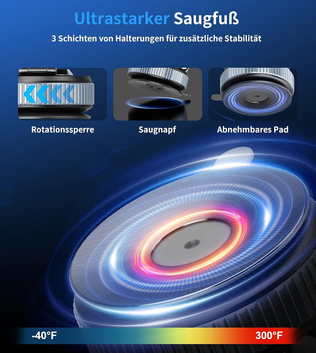 Handyhalterung Auto für MagSafe, Vakuum Magnetische Telefonständer 360° Drehbar Saugnapf Autohalteru