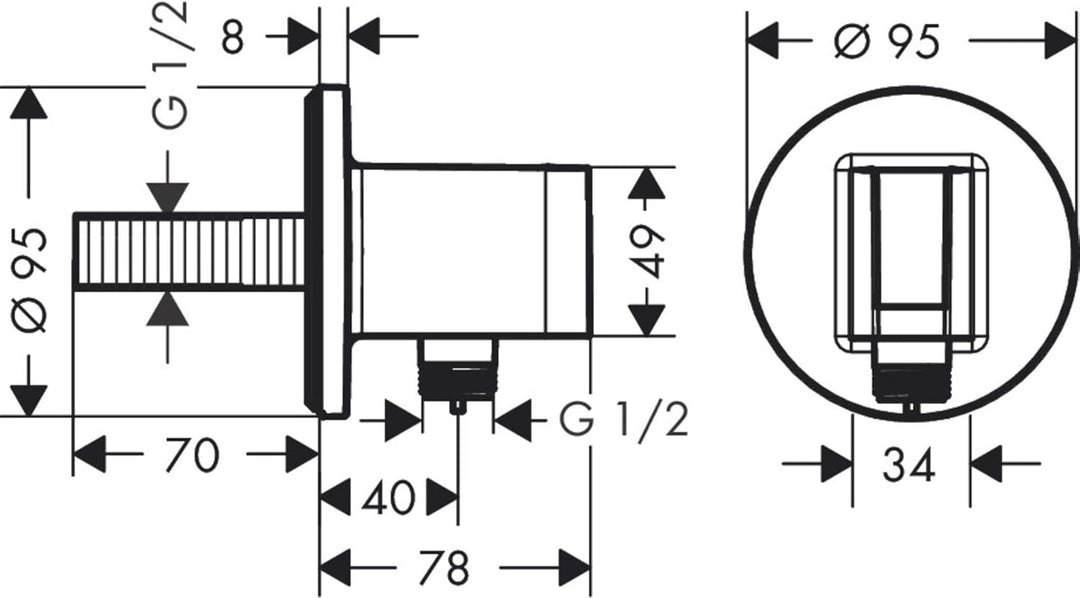 AXOR ShowerSolutions Duschkopfhalterung Round, Chrom rund, rund