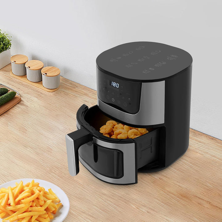 Heissluftfritteuse, Airfryer Gross mit Temperaturregelung 80-200 °C, Einstellbare Zeit 0–60 min, Aut