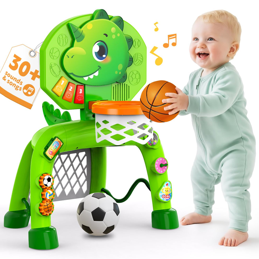 Basketballkorb Kinder &amp; Fussballtore für Garten Kinder 1-3 Jahren, Dinosaurier Geschenke für Jungen,