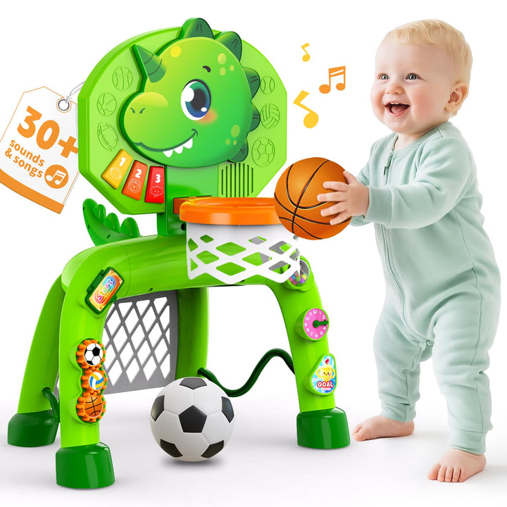 Basketballkorb Kinder &amp; Fussballtore für Garten Kinder 1-3 Jahren, Dinosaurier Geschenke für Jungen,