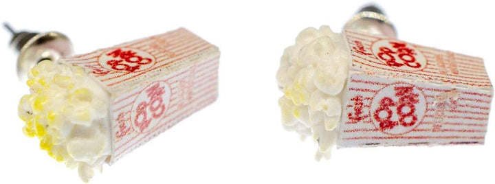 Miniblings Popcorn Ohrstecker Rund Stecker Mais Kino Polymer Clay Rot Weiss 15mm - Handmade Modeschm