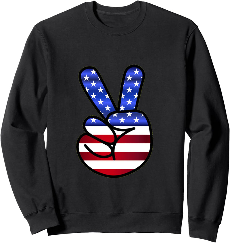 Amerikanische Flagge Friedenszeichen Hand Sweatshirt