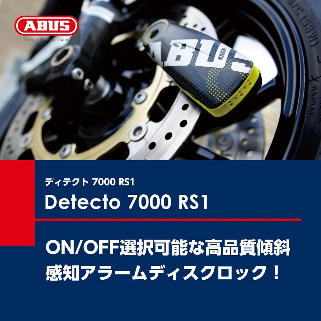 ABUS Bremsscheibenschloss Detecto 7000 RS1 – Motorradschloss mit Alarm – flame black one size Schwar