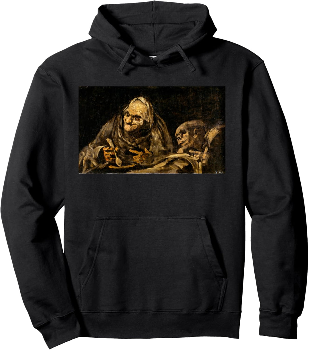 Zwei Alte, die Suppenmalerei von Francisco Goya essen Pullover Hoodie