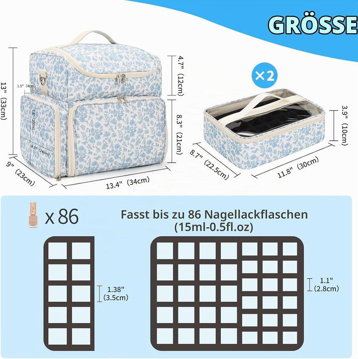 Nagelkoffer mit Extra Grosser Kapazität – Nagellack Koffer für 86 bis 100+ Flaschen &amp; Nagellampe, Do