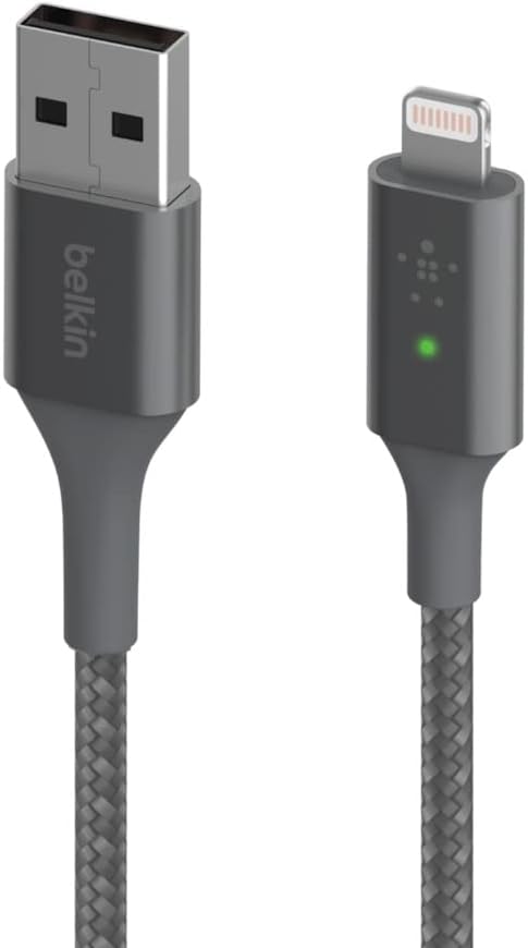 Belkin Smart LED-Ladekabel, USB-A auf Lightning, 1,2 m (Anzeige des Ladestatus) für iPhone, AirPods