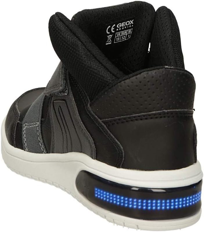 Geox Jungen J XLED Boy A Sneakers 31 EU Schwarz, 31 EU Schwarz