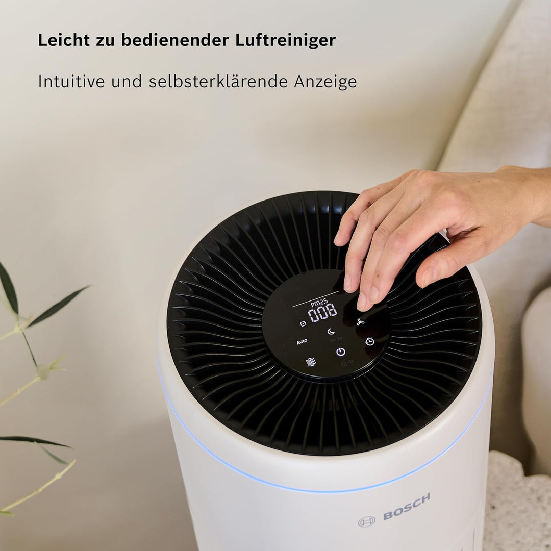 Bosch Air 2000, Luftreiniger für bis zu 37,5 m² entfernt 99,9% aller Verschmutzungen, 3in1 Filter in