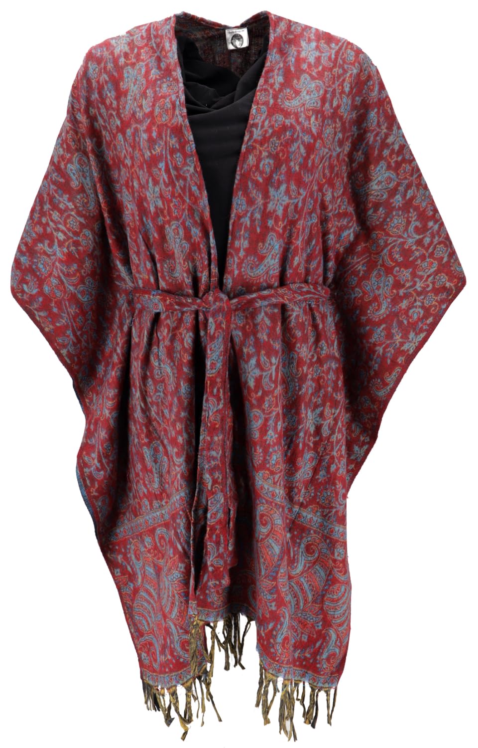 GURU SHOP Flauschiger Kimono Mantel, Kimonokleid, Kaftan, Poncho, Damen, Grün, Synthetisch, Size:40