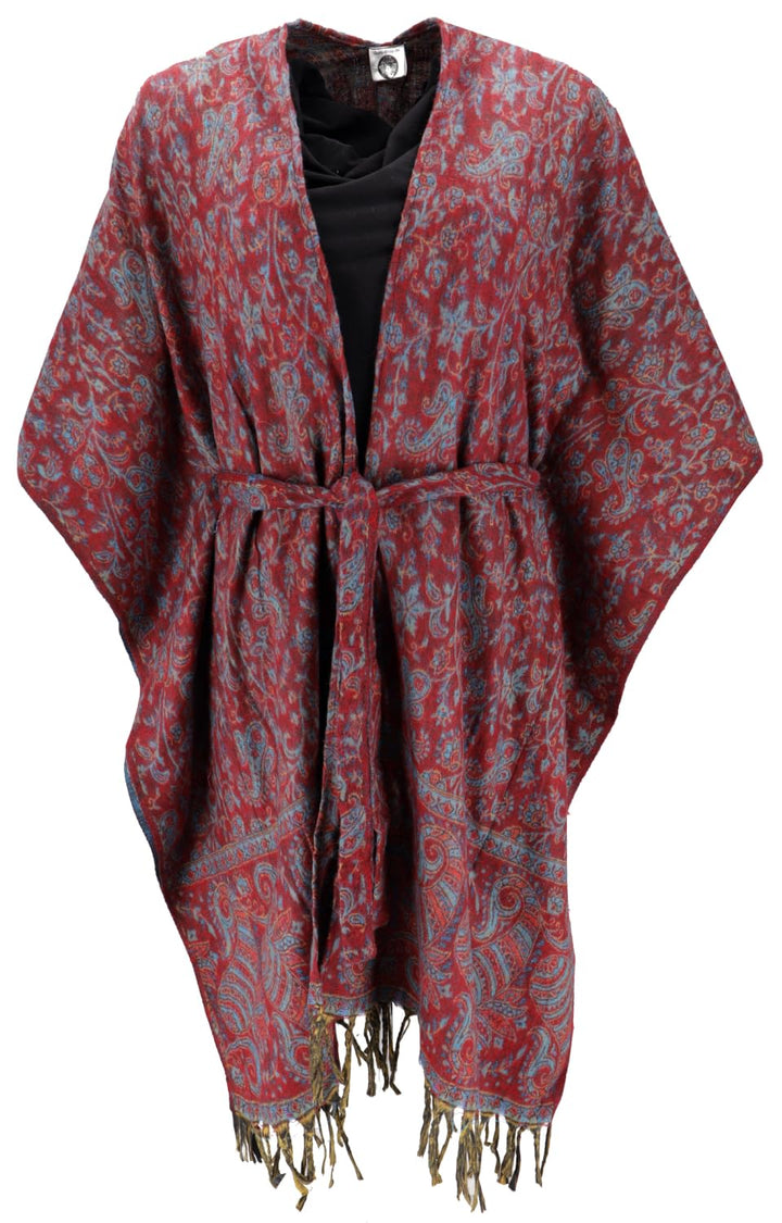 GURU SHOP Flauschiger Kimono Mantel, Kimonokleid, Kaftan, Poncho, Damen, Grün, Synthetisch, Size:40