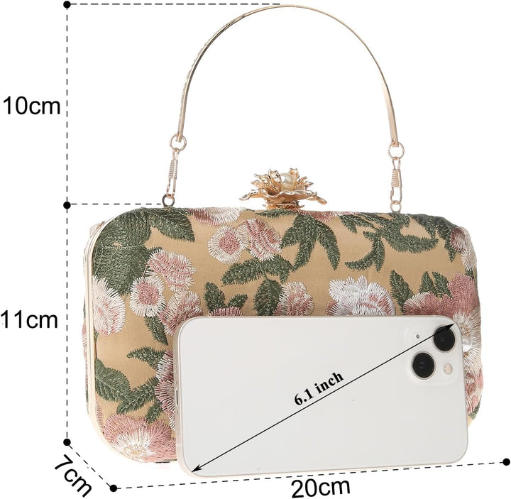 Vintage Clutch Damen, Glitzernde Kleine Abendhandtasche Schultertasche für Hochzeit, Party und Ball