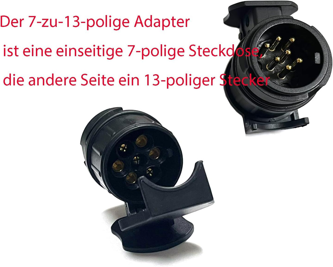 JVJ Anhängerkabel 7 Polig Spiralkabel 2.0m Adapterkabel Verlängerung Kabel mit 7 auf 13 polig Anhäng