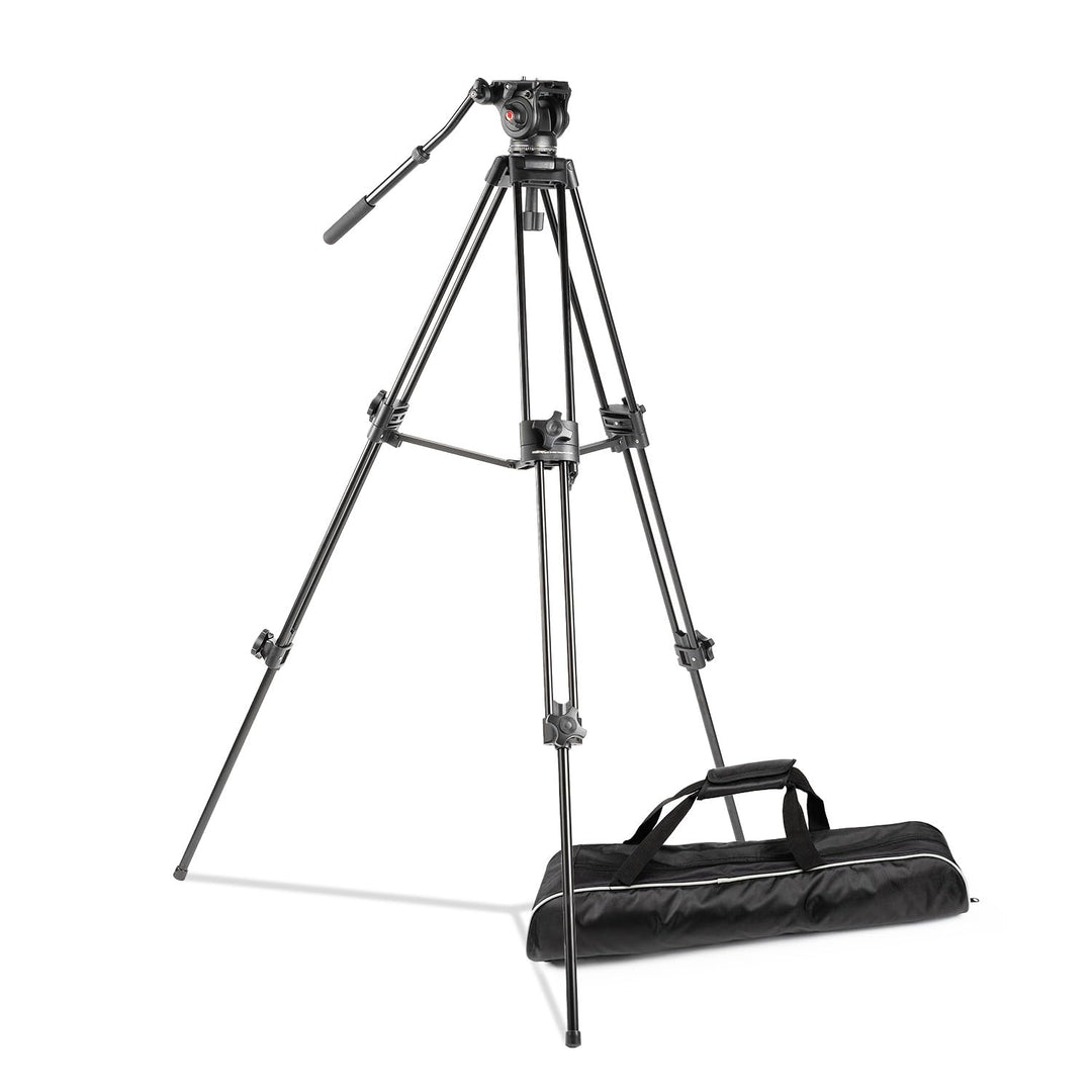 Walimex Pro EI-9901 Video-Pro-Stativ (max. Höhe 138 cm, Videoneiger, Mittelspinne, Belastbarkeit 6 k