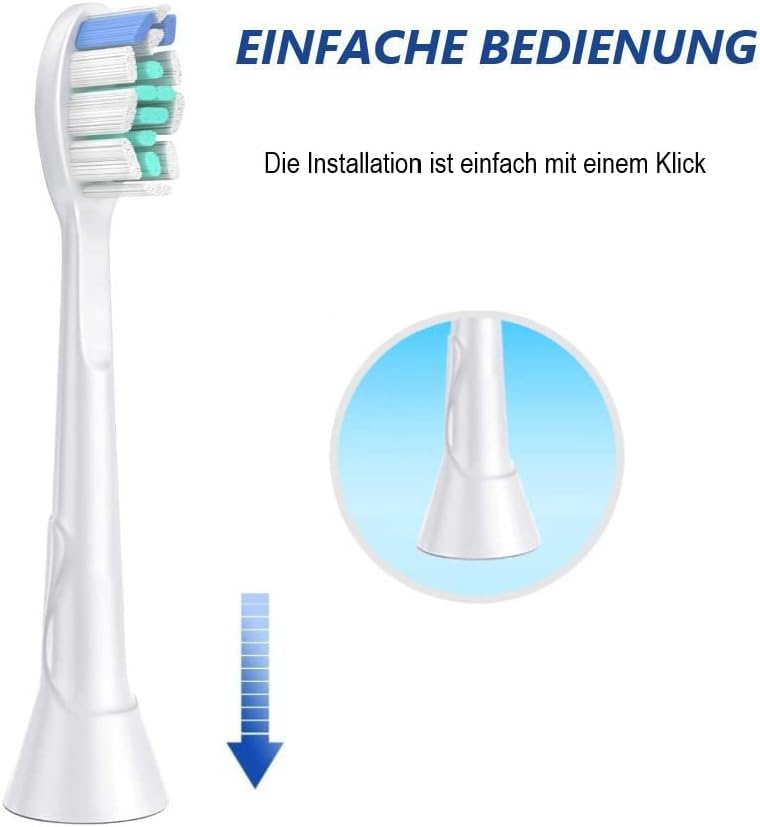 16er Aufsteckbürsten Kompatibel mit Philips Sonicare Elektrische Zahnbürste, 8er Weisse Ersatzbürste