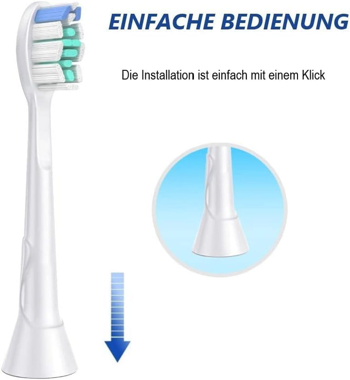 16er Aufsteckbürsten Kompatibel mit Philips Sonicare Elektrische Zahnbürste, 8er Weisse Ersatzbürste