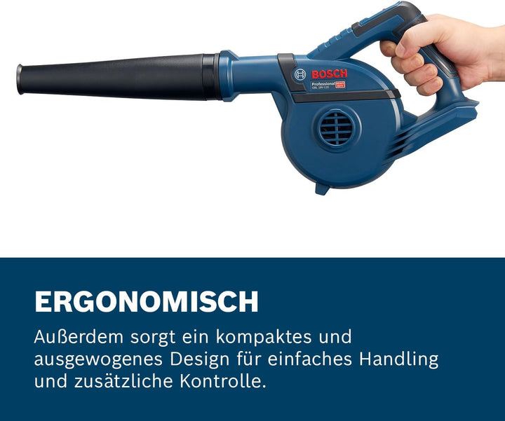 Bosch Professional 18V System Akku Gebläse GBL 18V-120 (bis zu 270 Km/h Luftstromgeschwindigkeit, oh