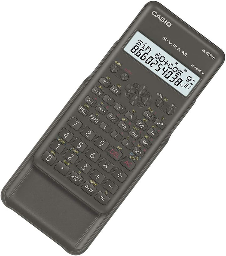 Casio fx-82MS Taschenrechner, wissenschaftlicher Taschenrechner, Schwarz, 12 Ziffern, 2 Zeilen, Batt
