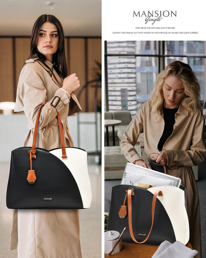 LOVEVOOK Handtasche Damen Gross, 17 Zoll Laptop Shopper Tasche Arbeitstasche Bürotasche, PU Leder Ha