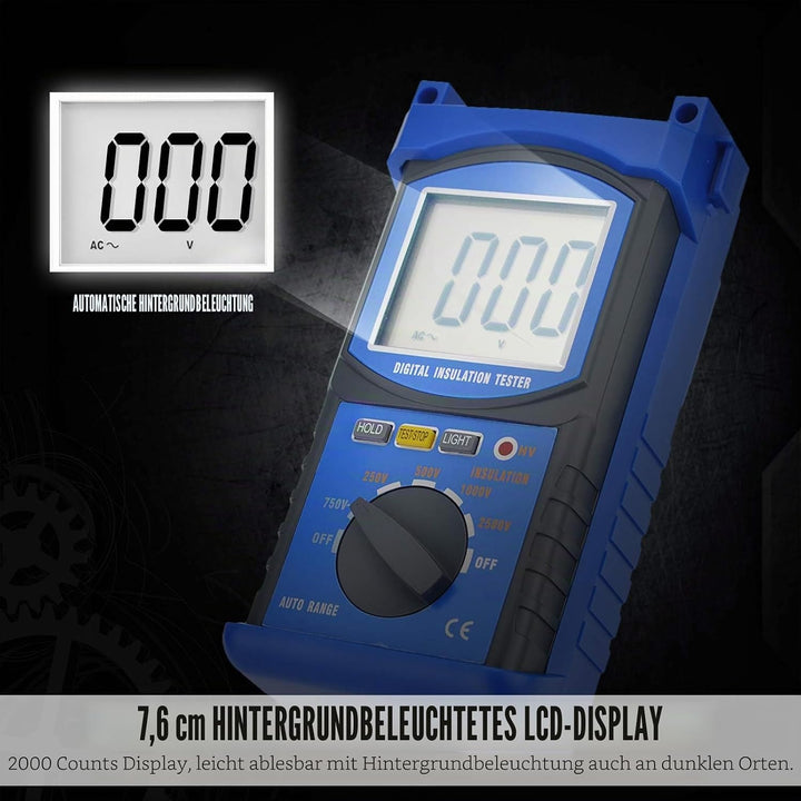 INFURIDER Digitaler Isolationswiderstandstester,YF-6688F Isolationsmessgerät mit Prüfspannung 2500V