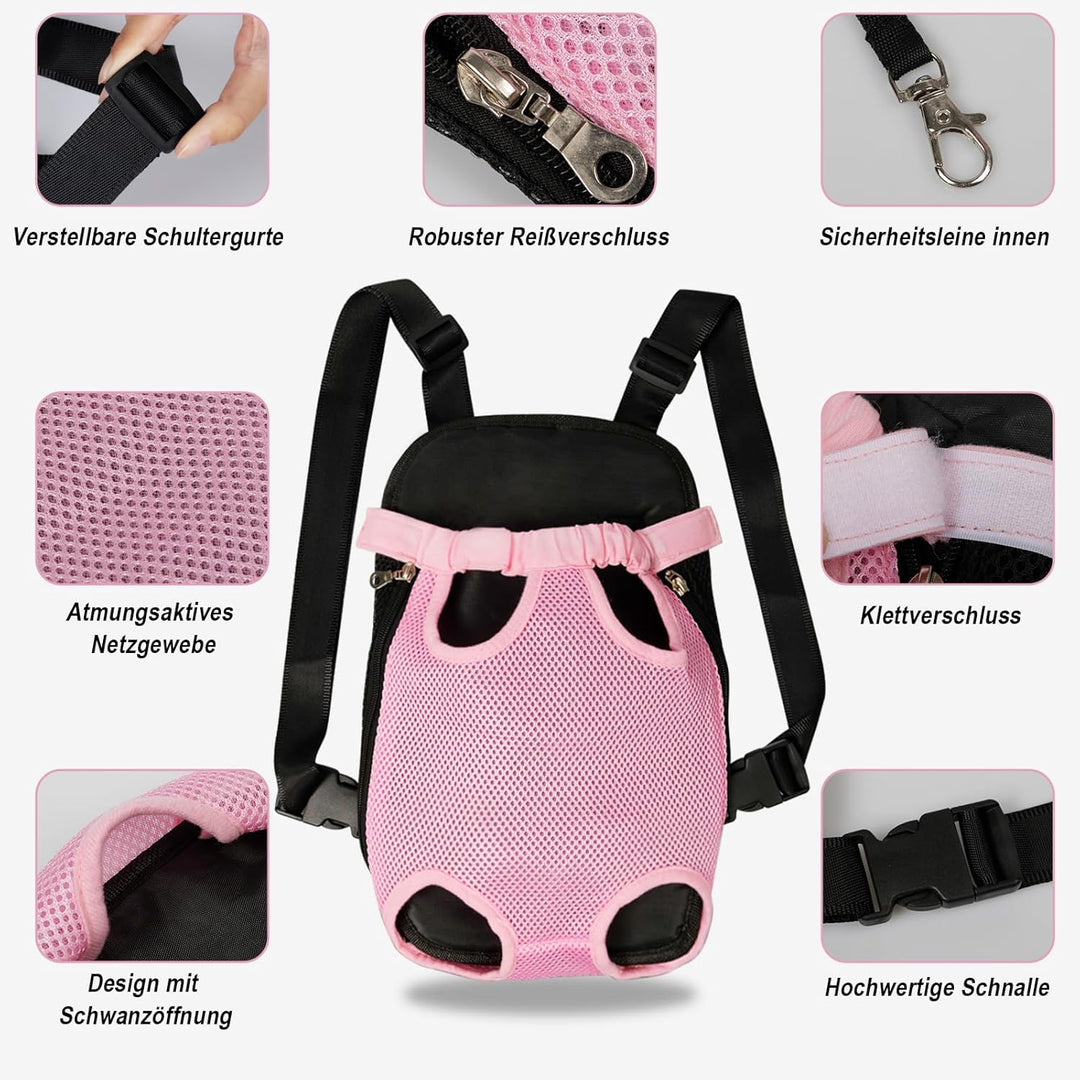 FEimaX Hunde Rucksack Hundetragetasche Verstellbar Frontrucksäcke Atmungsaktiv und Bequem Haustier T